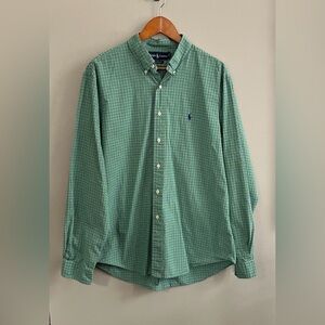 Ralph Lauren Custom Fit button down shirt in green and navy plaid size XL